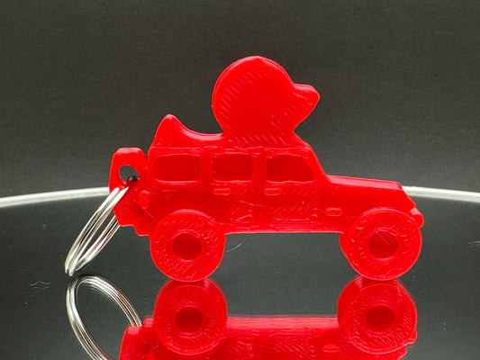 Firecracker Red Wrangler Style 3D Printed KeyChain Duck for Duck Duck Jeep Fans