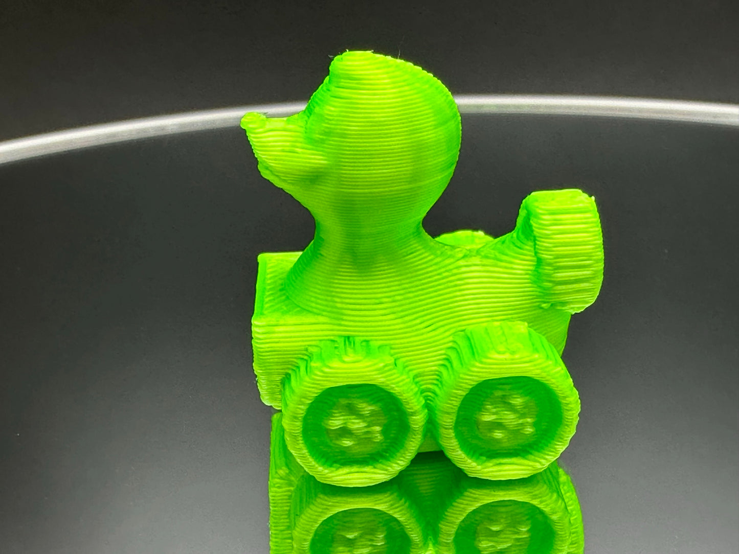 1 Inch Mini Neon Green Color 3D Printed 4x4 Ducks for Duck Duck Jeep Ducking