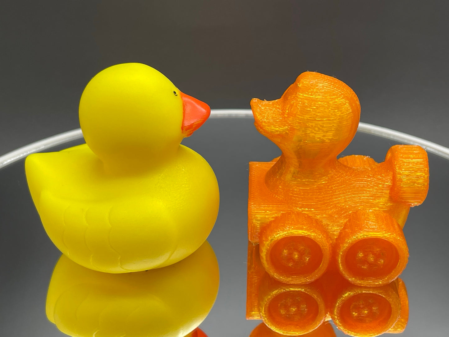 2 Inch Clear Orange 3D Printed 4x4 Ducks for Duck Duck Jeep Ducking