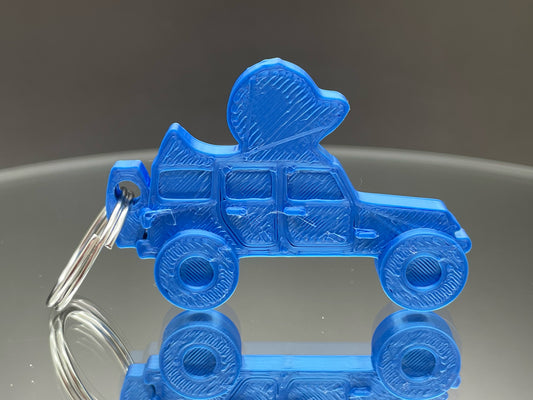 Hydro Blue Color Wrangler Style 3D Printed KeyChain Duck for Duck Duck Jeep Fans