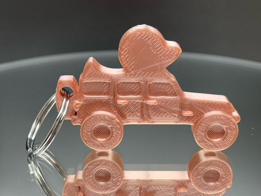 Rose Gold Color Wrangler Style 3D Printed KeyChain Duck for Duck Duck Jeep Fans