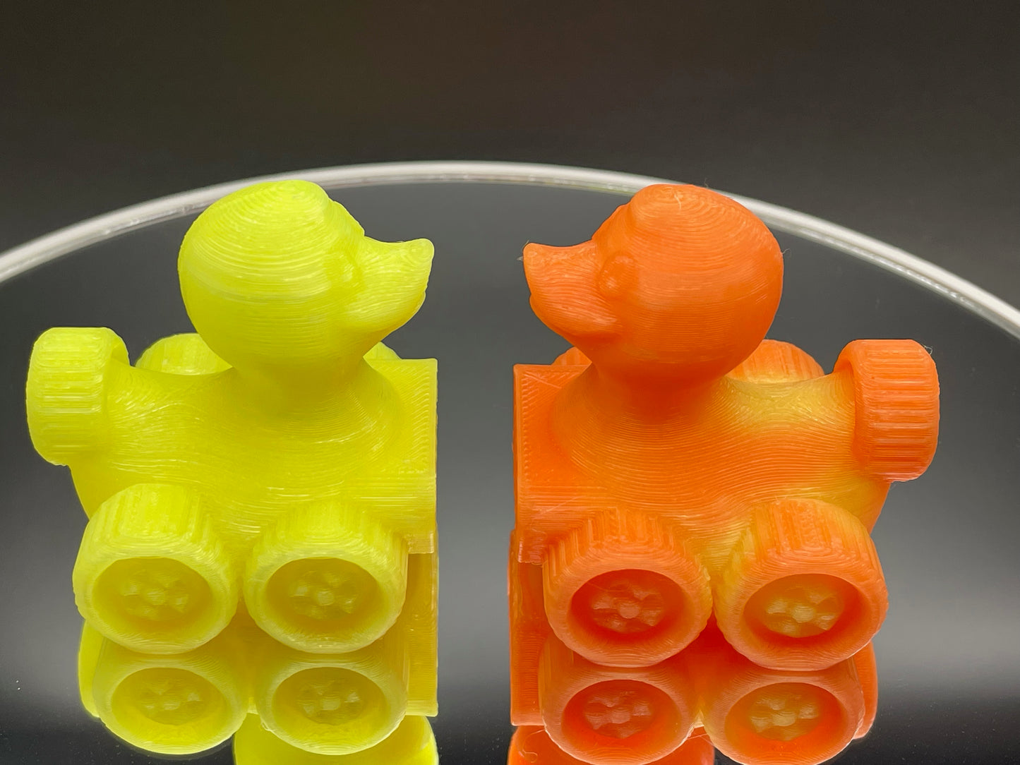 2 Inch Color Changing Orange to Yellow 3D Printed 4x4 Ducks for Duck Duck Jeep Ducking