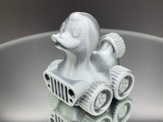 2 Inch Metallic Silver 3D Printed 4x4 Ducks for Duck Duck Jeep Ducking