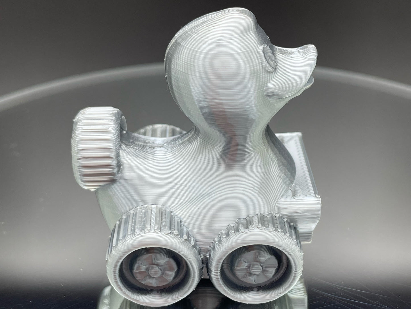 2 Inch Metallic Silver 3D Printed 4x4 Ducks for Duck Duck Jeep Ducking