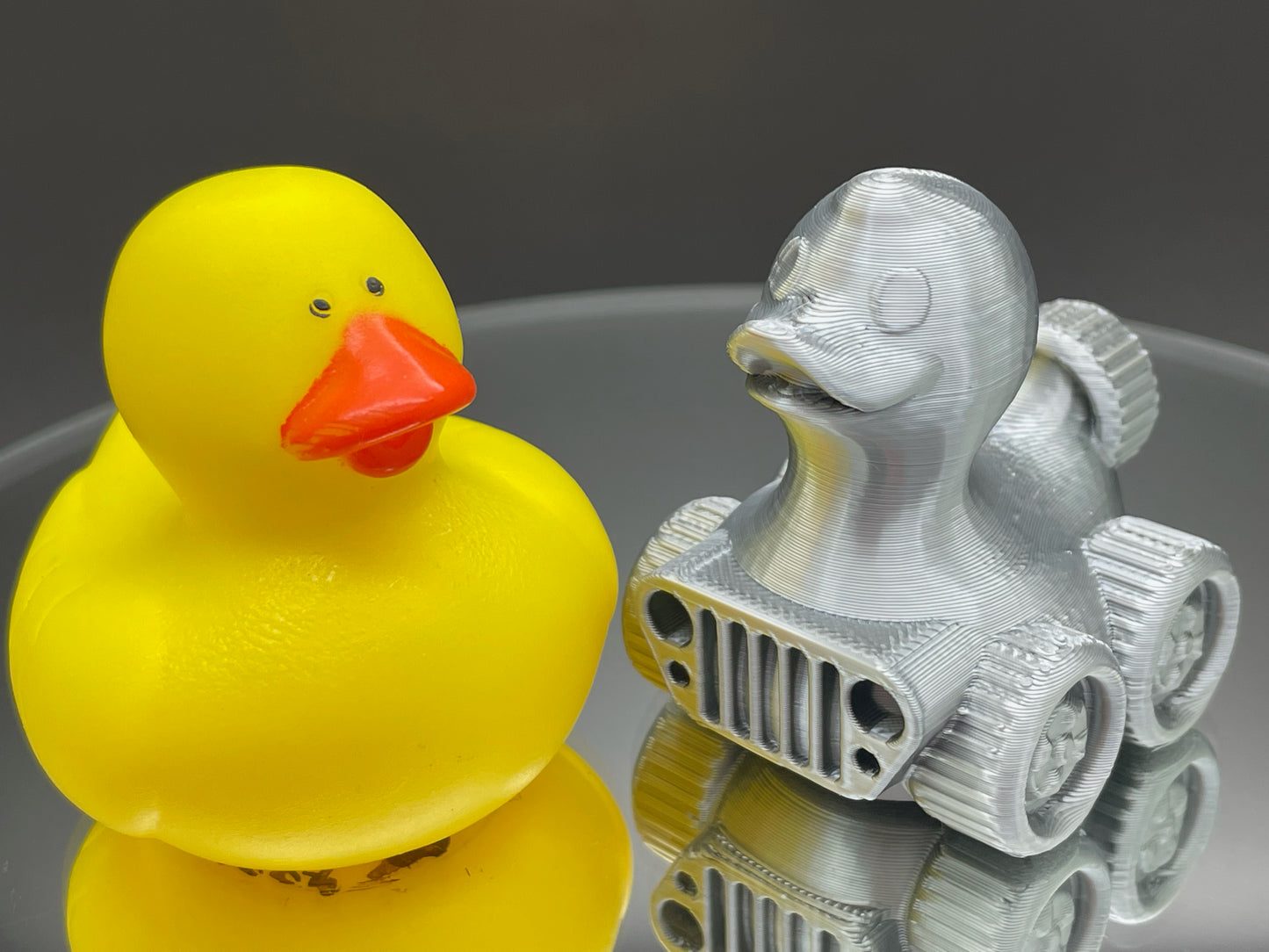 2 Inch Metallic Silver 3D Printed 4x4 Ducks for Duck Duck Jeep Ducking