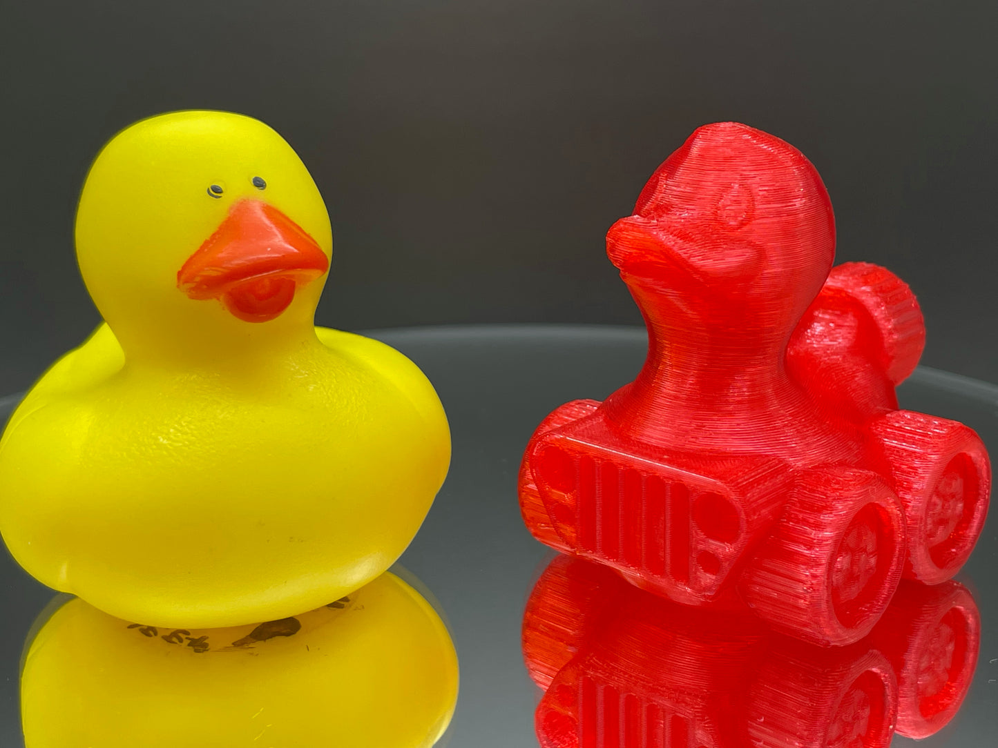 2 Inch Clear Red 3D Printed 4x4 Ducks for Duck Duck Jeep Ducking