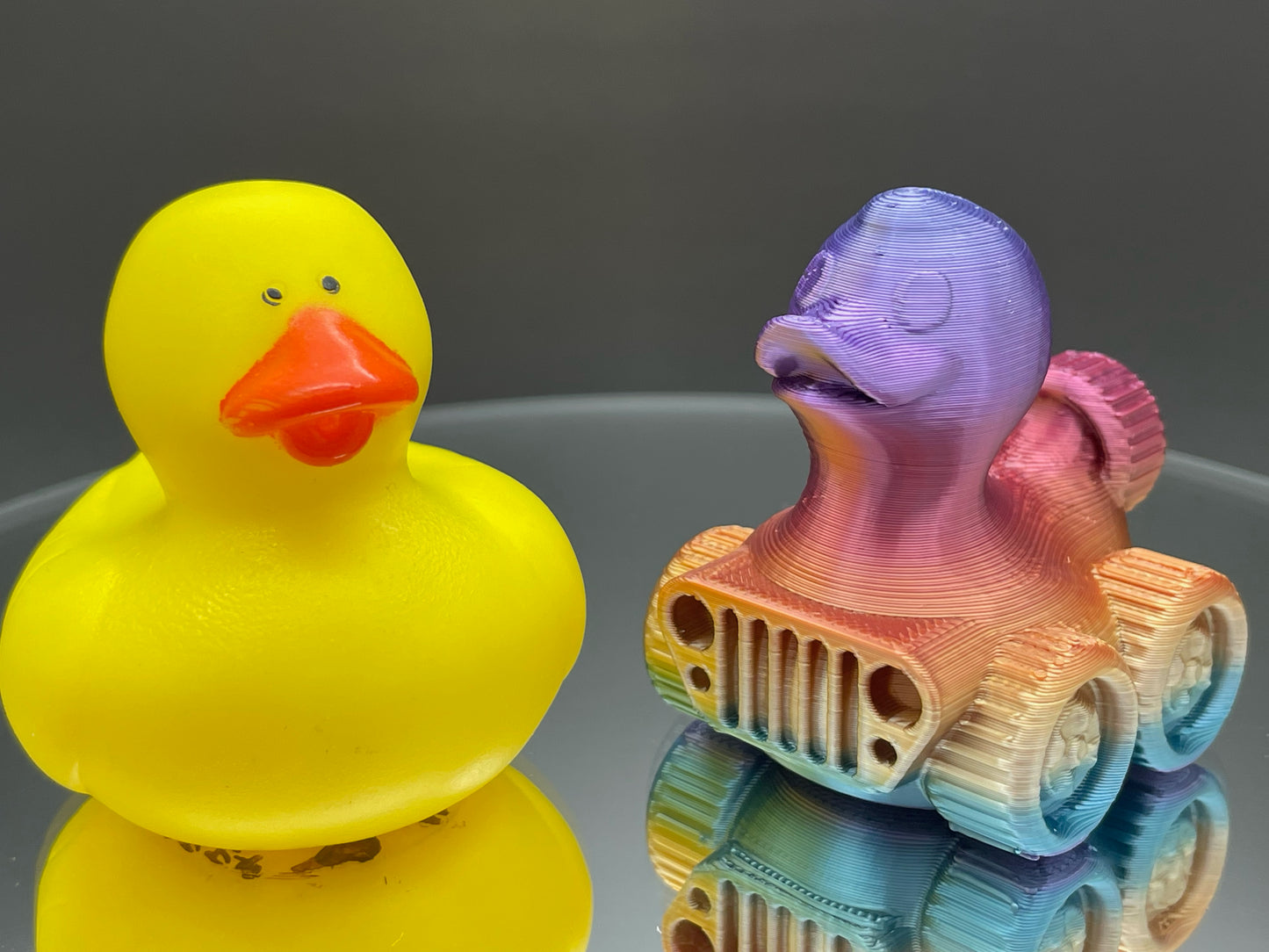 2 Inch Rainbow Color 3D Printed 4x4 Ducks for Duck Duck Jeep Ducking