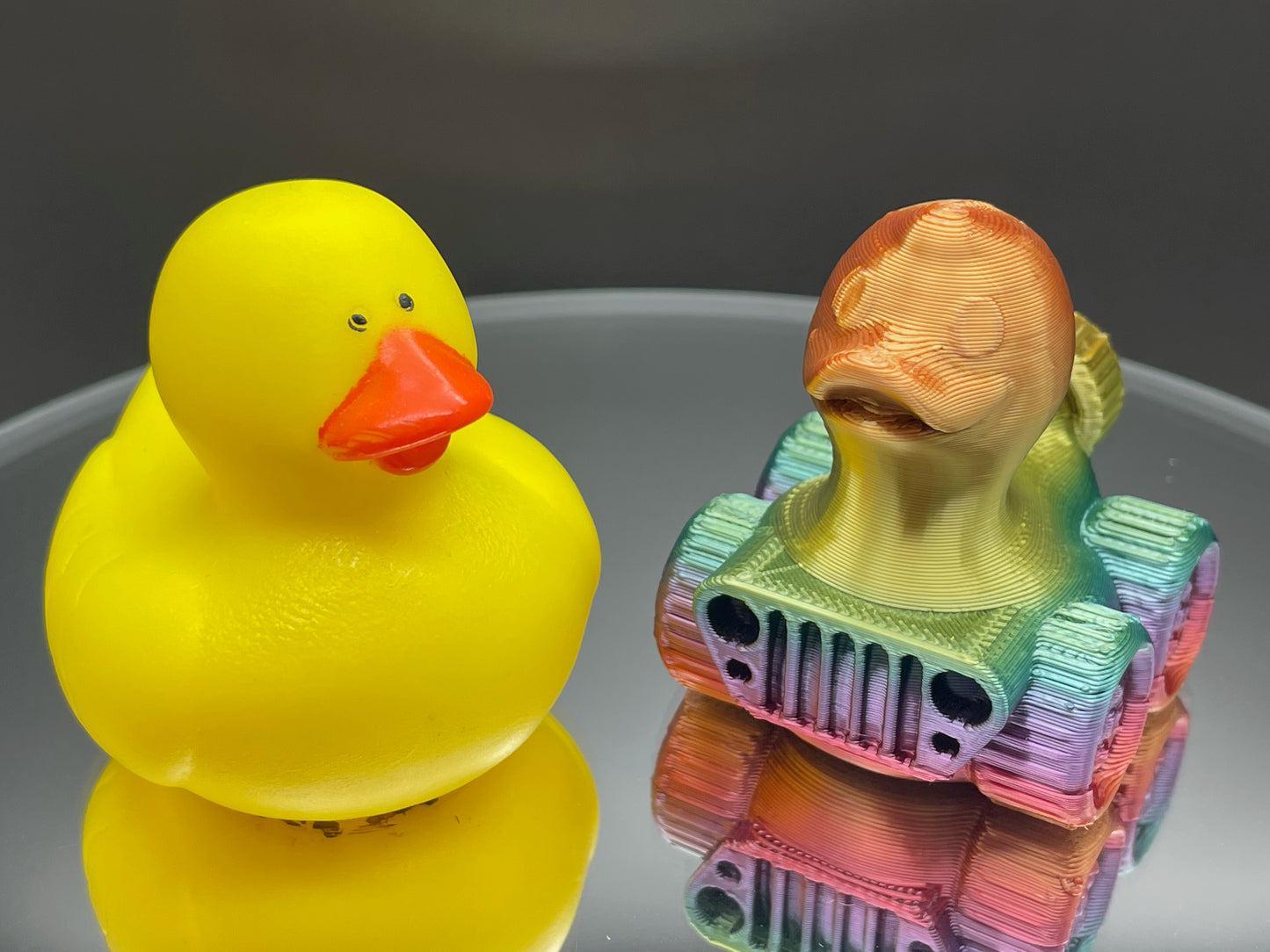 2 Inch Bright Rainbow Color 3D Printed 4x4 Ducks for Duck Duck Jeep Ducking