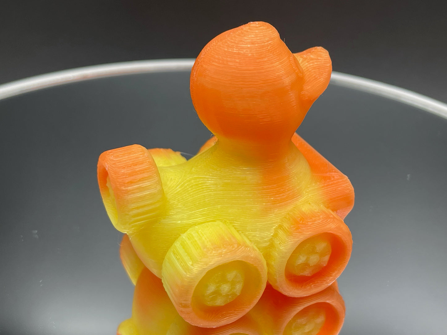 2 Inch Color Changing Orange to Yellow 3D Printed 4x4 Ducks for Duck Duck Jeep Ducking