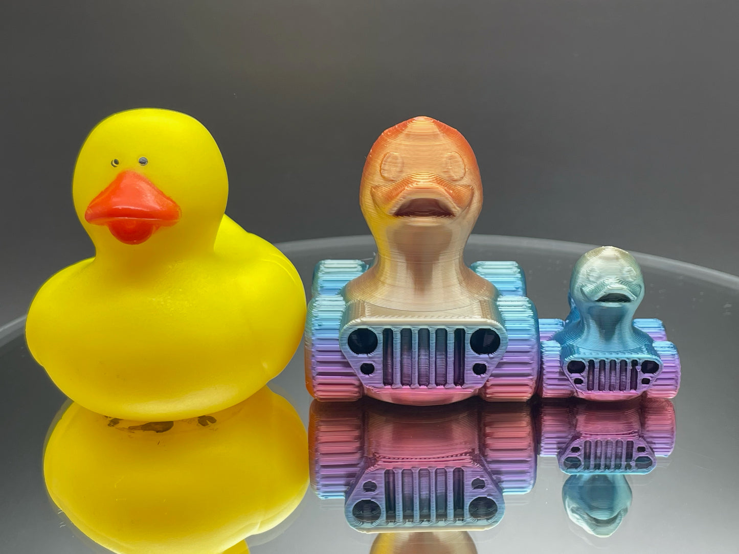 1 Inch Mini Rainbow Color 3D Printed 4x4 Ducks for Duck Duck Jeep Ducking